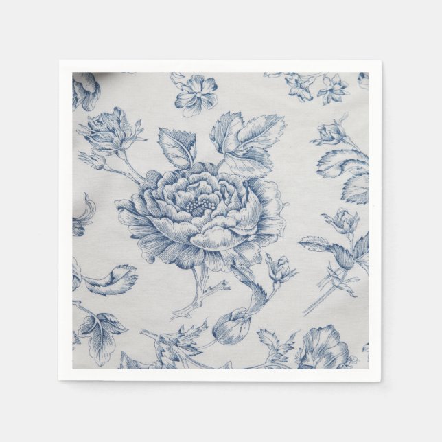 Vintage blue rose napkin (Front)
