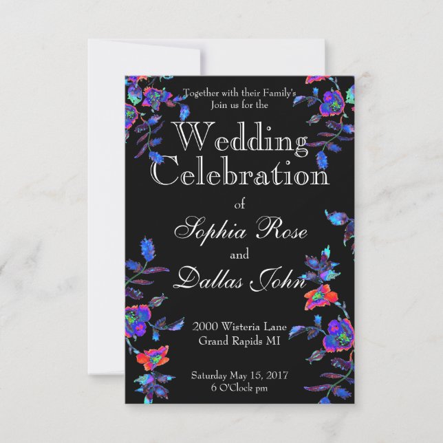Vintage blue Rose Wedding Invitation (Front)