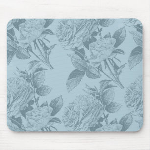 Vintage Blue Roses Mouse Pad