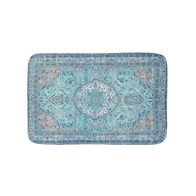 Vintage Blue Rug Pattern Bath Mat (Front)