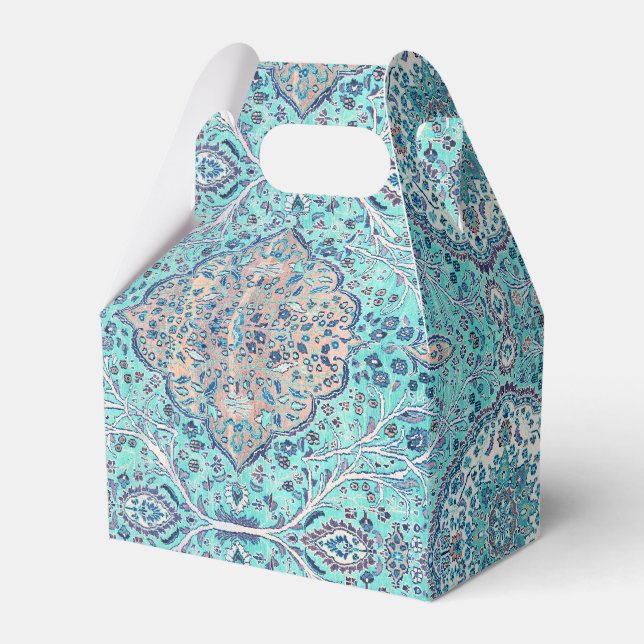 Vintage Blue Rug Pattern Favor Box (Front Side)