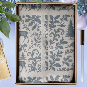 Vintage Blue Rustic Deer  Tissue Paper