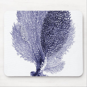 Vintage Blue Sea Fan Illustration Mouse Pad