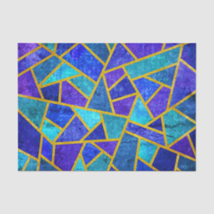 Vintage Blue Shades and Gold Geometric  Tissue Paper