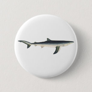 Vintage Blue Shark, Aquatic Ocean Marine Life 2 Inch Round Button