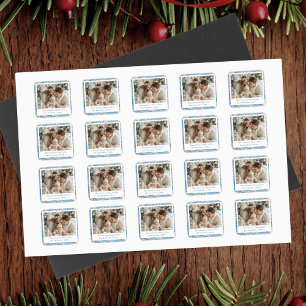 Vintage Blue Snowflake Christmas Square Sticker