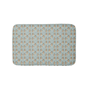 Vintage blue snowman and snowflakes Christmas Bath Mat