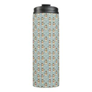 Vintage blue snowman and snowflakes Christmas Thermal Tumbler