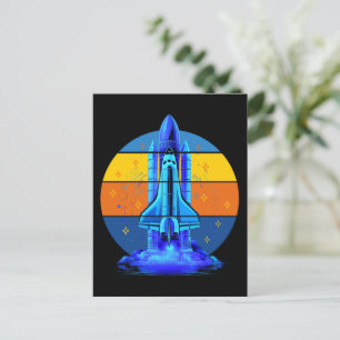 Vintage Blue Space Shuttle Spaceship Postcard