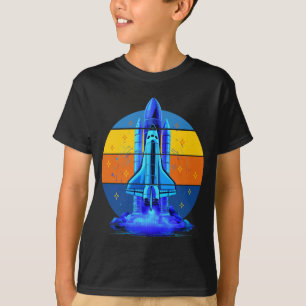 Vintage Blue Space Shuttle Spaceship T-Shirt