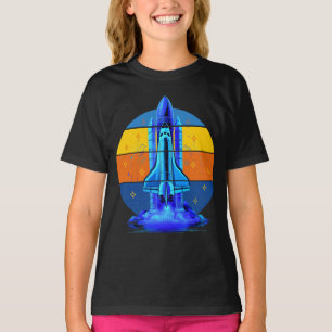 Vintage Blue Space Shuttle Spaceship T-Shirt