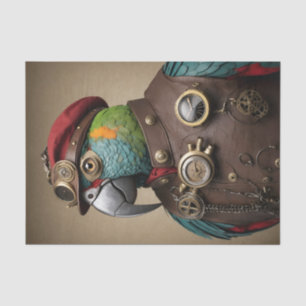 Vintage Blue Steampunk Parrot with Red Hat Tissue Paper