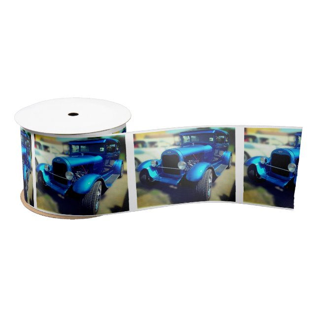 Vintage Blue Street Rod   Satin Ribbon (Spool)