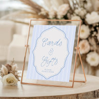 Vintage Blue Stripe Cards and Gifts Sign