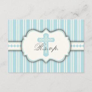 Vintage Blue Stripe Religious RSVP Response Card