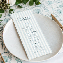 Vintage Blue Stripes Timeless Luxe Script Wedding
