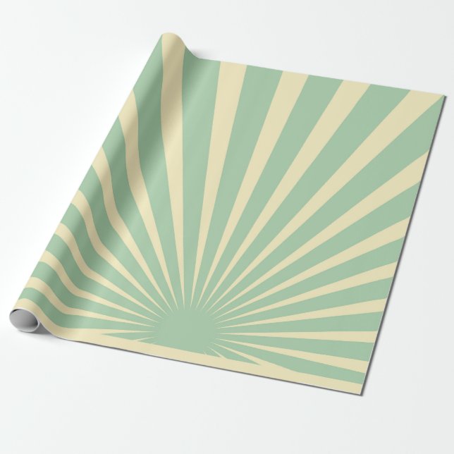 Vintage blue sunburst posters wrapping paper (Unrolled)
