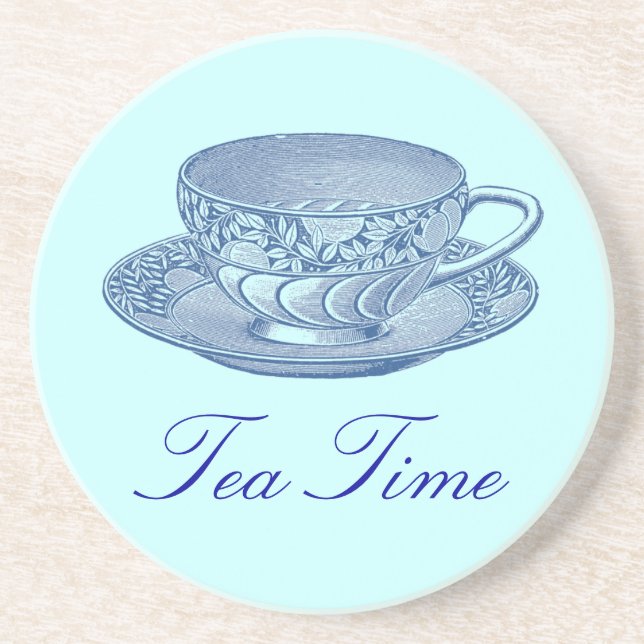 Vintage Blue Tea Cup Coaster (Front)