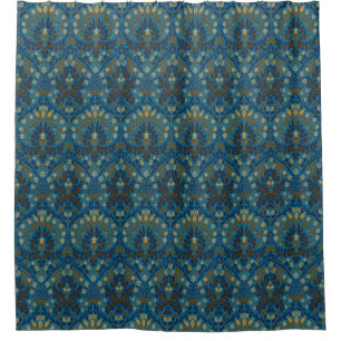 Vintage Blue Teal William Morris Autumn Flowers