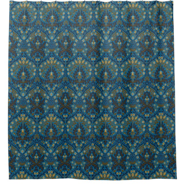 Vintage Blue Teal William Morris Autumn Flowers (Front)