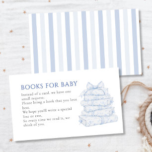 Vintage Blue Toile Boy Baby Shower Books For Baby Enclosure Card