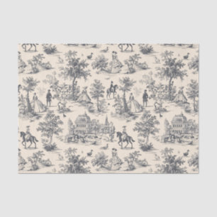Vintage Blue Toile De Jouy Tissue Paper