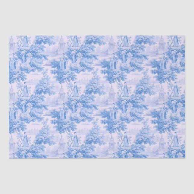 Vintage blue toile de joy tissue paper (Front)
