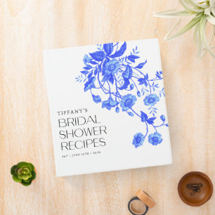 Vintage Blue Toile Floral Bridal Shower Recipes Binder