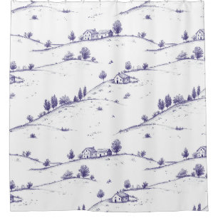 Vintage Blue Toile Landscape