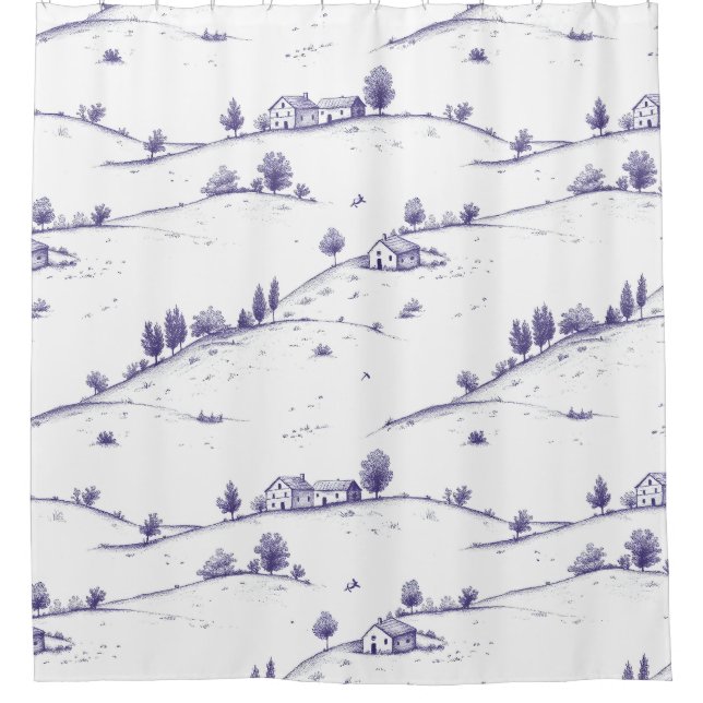 Vintage Blue Toile Landscape (Front)