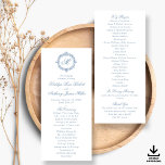 Vintage Blue Toile Monogram Wedding Programs<br><div class="desc">If you love timeless style, bring a touch of romance to your big day and step into a world of vintage romance with these French Toile de Jouy style wedding programs. The design is detailed with vintage ornate monogram wreath in dusty blue that hint at timeless beauty and charm. With...</div>