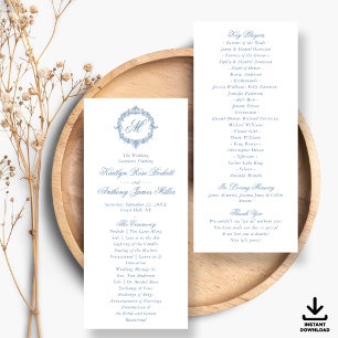 Vintage Blue Toile Monogram Wedding Programs