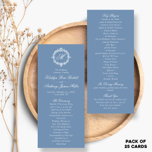 Vintage Blue Toile Monogram Wedding Programs