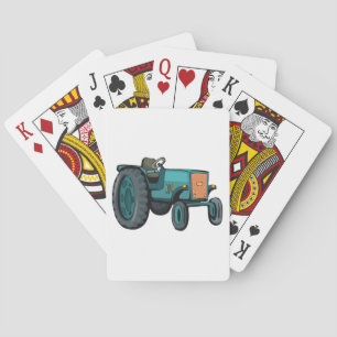 Vintage Blue Tractor Farm Life Playing Cards