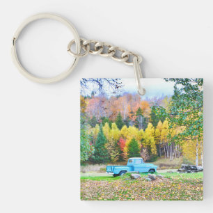 Vintage Blue Truck Acrylic Keychain