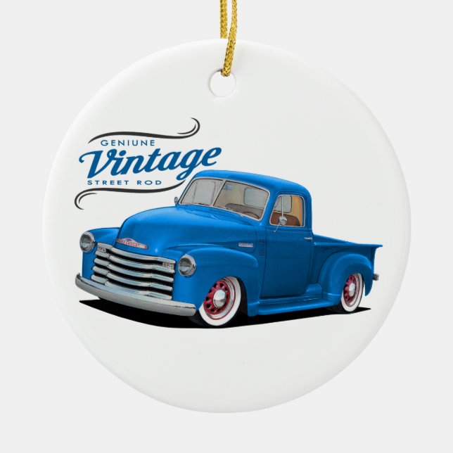 Vintage Blue Truck Ceramic Ornament (Front)