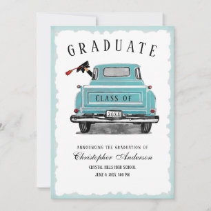Vintage Blue Truck Class of 2025 Graduation Announcement