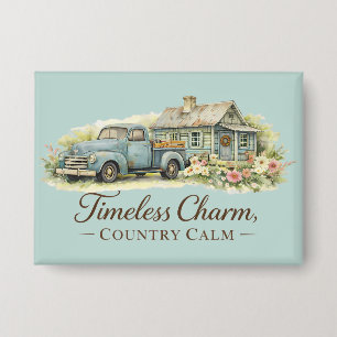 Vintage Blue Truck Cottage Wildflower Calm