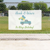 Vintage Blue Truck Drive By Birthday Party Honk