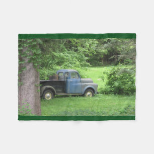 Vintage Blue Truck Fleece Blanket
