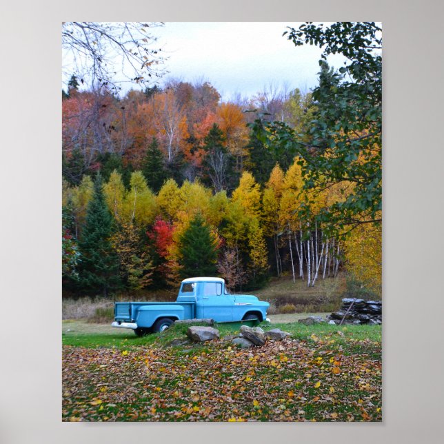 Vintage Blue Truck Poster (Front)