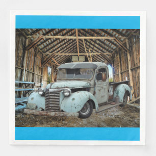 Vintage Blue Truck Rustic Barn Napkin