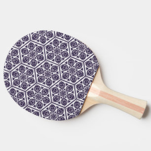 Vintage Blue Turkish Rosette Geometric Oriental Ping Pong Paddle
