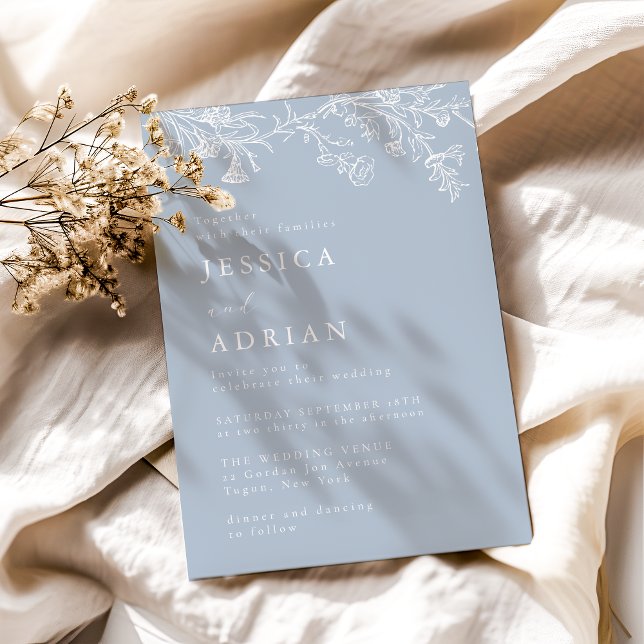 Vintage Blue Victorian Elegant Wedding Invitation (Creator Uploaded)