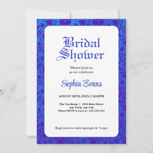 Vintage Blue Victorian White Bridal Shower Invitation
