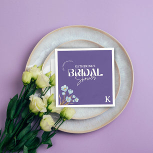 Vintage Blue Watercolor Floral Bridal Shower Napkin