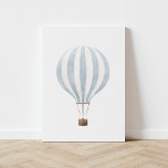 Vintage Blue Watercolor Hot Air Balloon Faux Canvas Print<br><div class="desc">This vintage watercolor hot air balloon print is a beautiful way to decorate your nursery,  kids room,  or any travel-themed space.</div>
