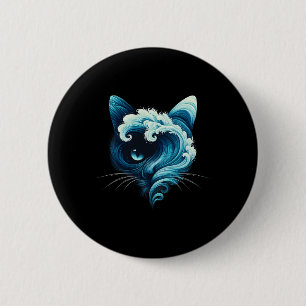 Vintage Blue Wave Of Cat Ladies Blue Cats Wave For 2 Inch Round Button