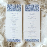 Vintage Blue Wedding Ceremony Program<br><div class="desc">This beautifully designed wedding ceremony program is perfect for couples seeking an elegant, vintage-inspired touch for their special day. The program features intricate blue and white floral motifs, reminiscent of classic vintage artistry, adding a timeless charm to your wedding decor. The delicate scrollwork and symmetrical floral design bring sophistication and...</div>
