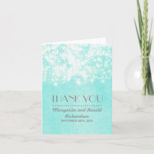 vintage blue wedding lights thank you card